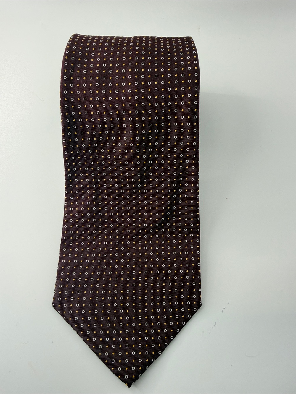 Polo by Ralph Lauren Brown Tie Dot Micro-Pattern, 100% silk, handmade in the USA